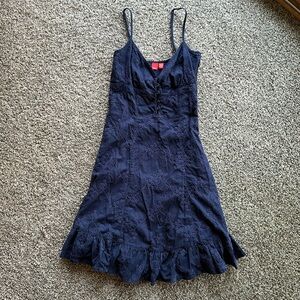 Dark Blue Size 0 Esprit dress with embroidered flowers